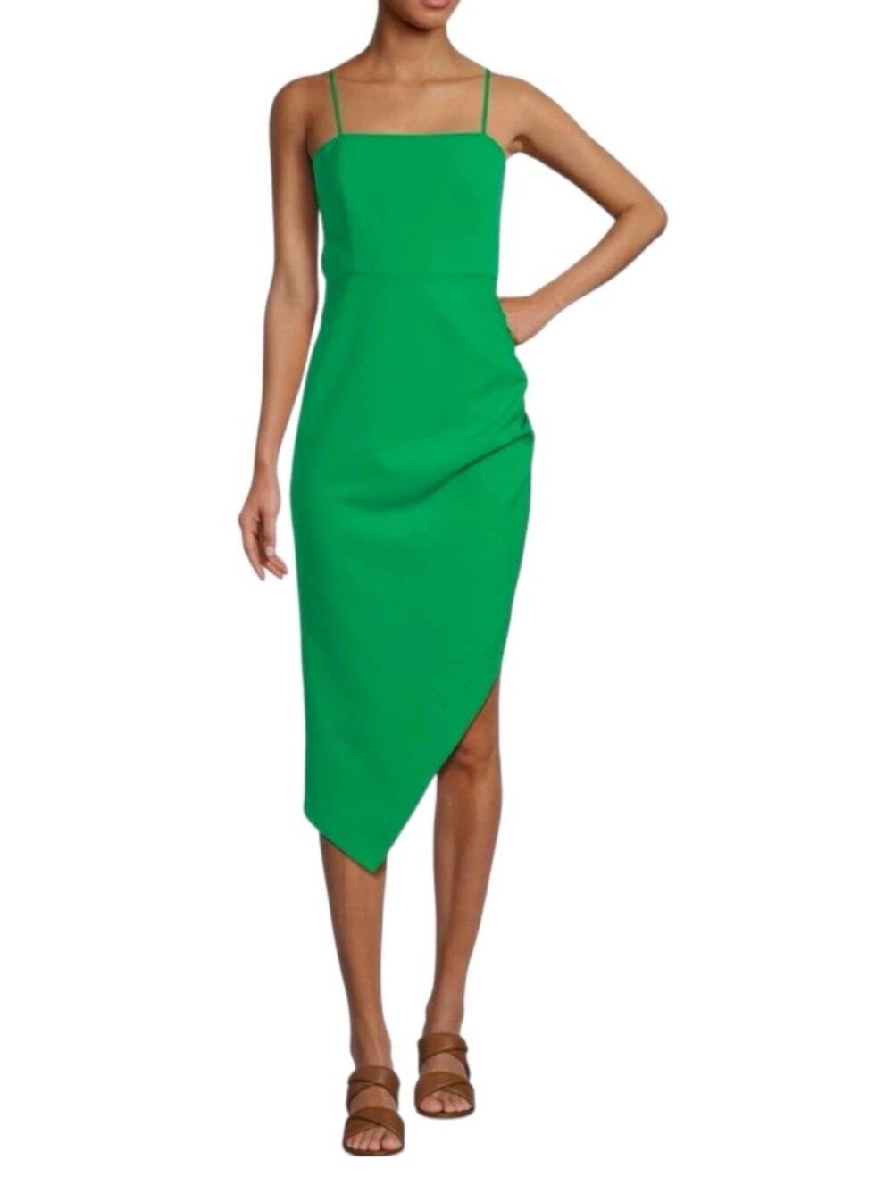 Gianni Bini Emerald Green Asymmetrical Spaghetti Strap Dress Size 8